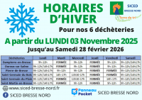 horaires déchetterie hiver 2025 2026