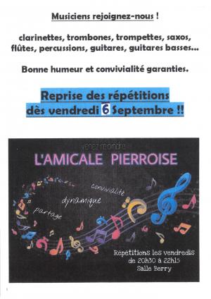 HARMONIE PIERROISE reprise des cours 06 septembre 2024 