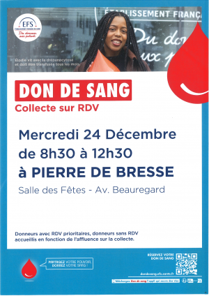 Don du sang - mercredi 24 décembre 2025