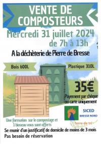 vente composteurs - 31 juillet 2024 - Déchetterie Pierre-de-Bresse