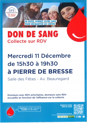 Don du sang - mercredi 11 décembre 2024