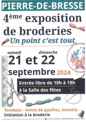 4ème exposition de broderies, 21 et 22 septembre 2024