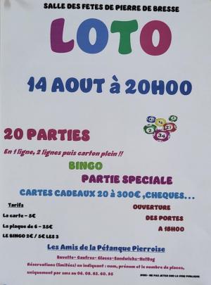 LOTO des Amis de la Pétanque Pierroise - 14 août 2024