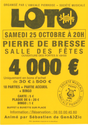 Loto de l'Harmonie pierroise 25 octobre 2025