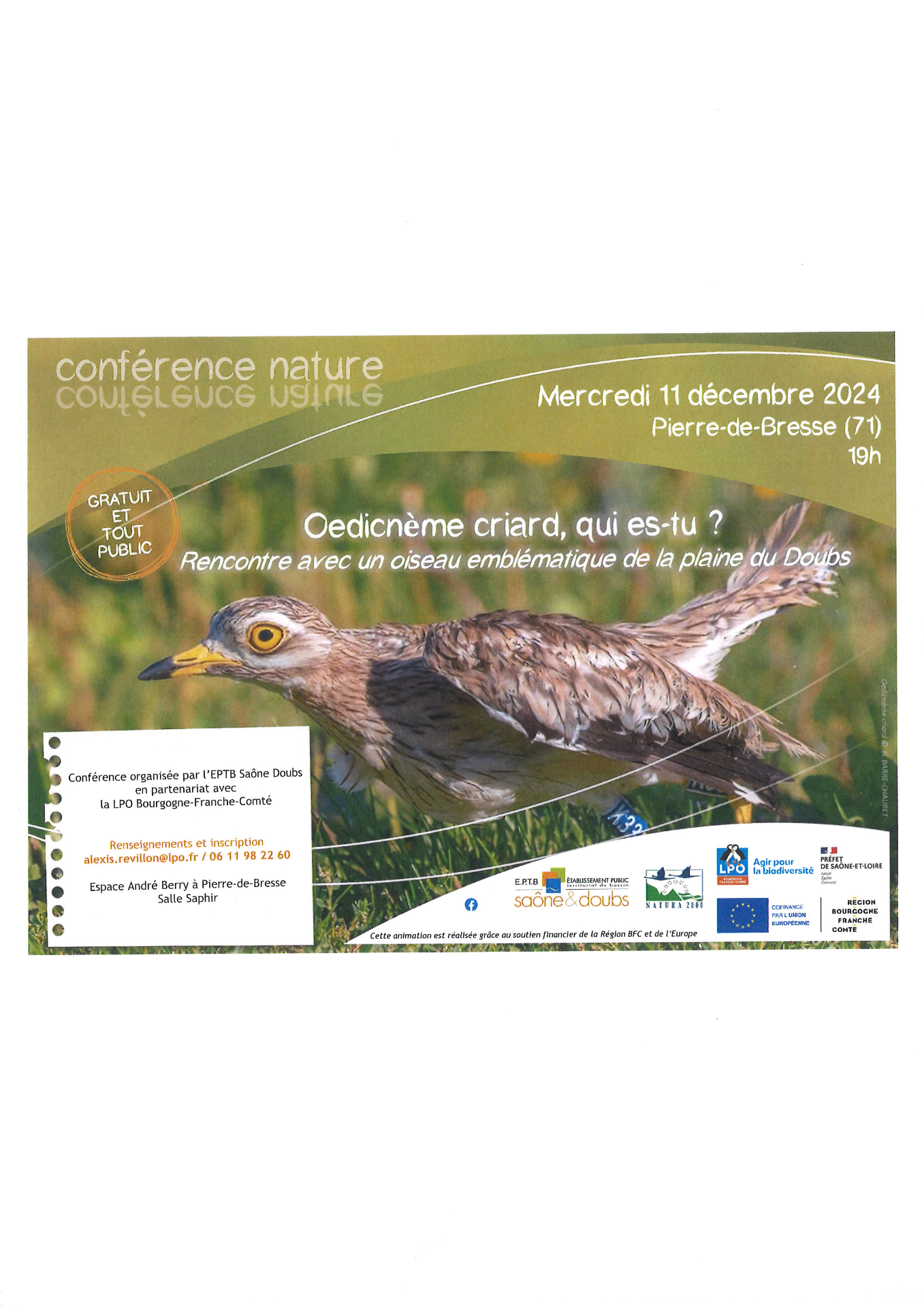 Conférence nature - LPO - Oedicnème criard - 11 décembre 2024